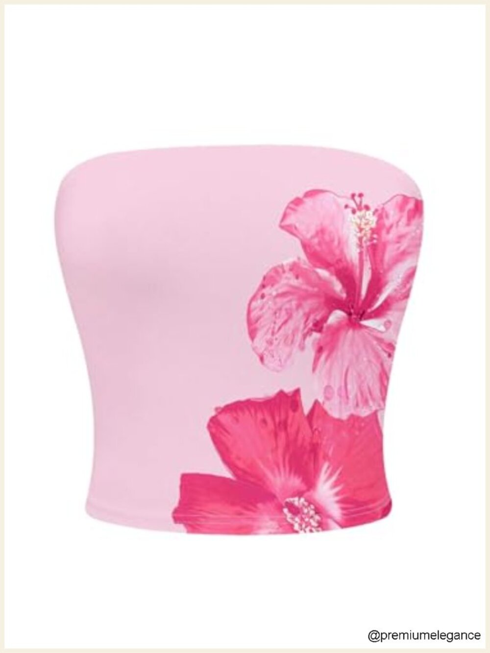 Strapless Crop Tube Top Floral Print Sleeveless Summer Knit High Stretch